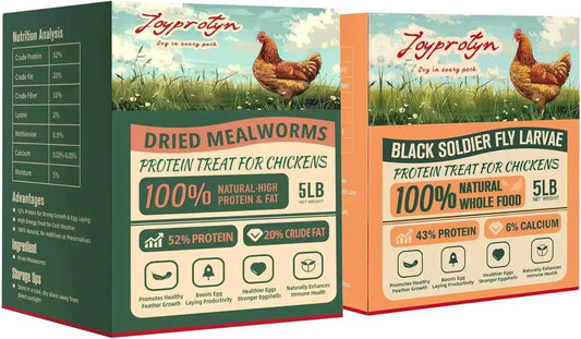 10 lb Dried Insect Treats Bundle – 5 lb Black Soldier Fly Larvae + 5 lb Mealworms